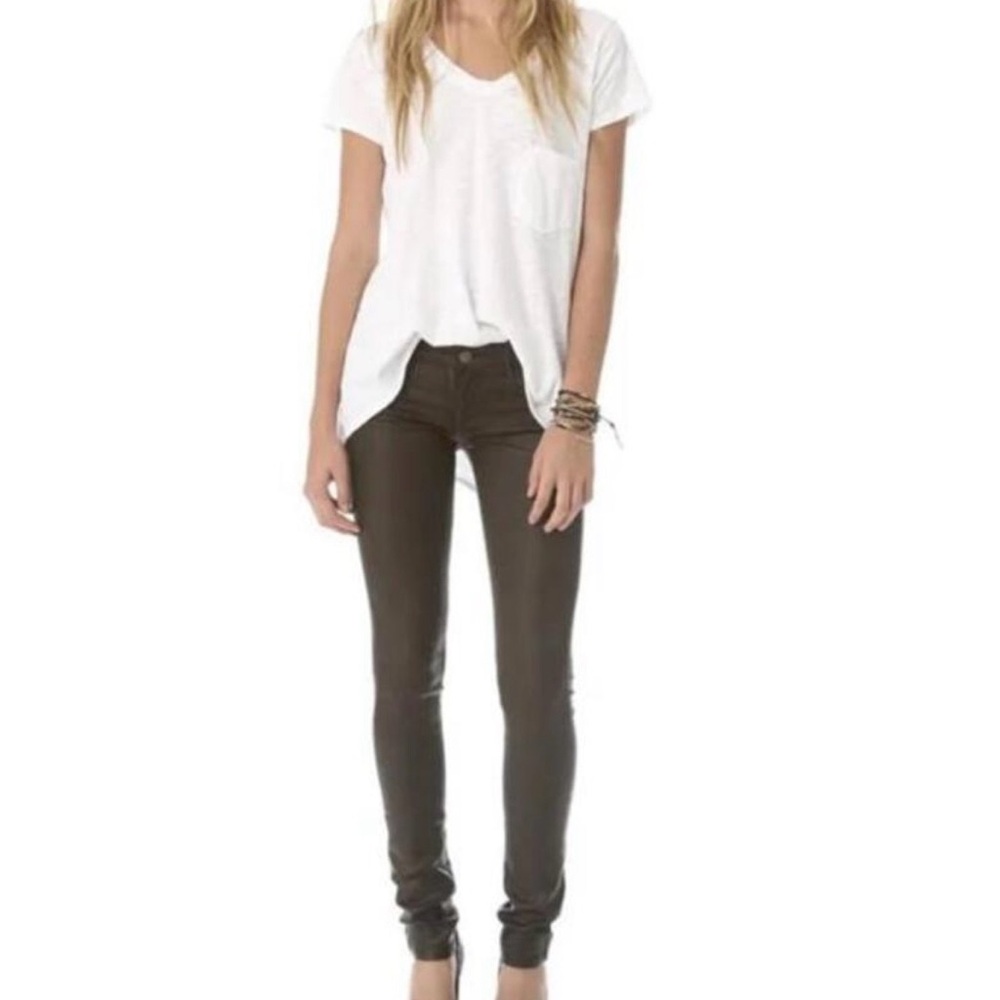 Habitual Black Faux Leather-Coated Cotton Skinny Pants W/Stretch Size 26 worn 1x